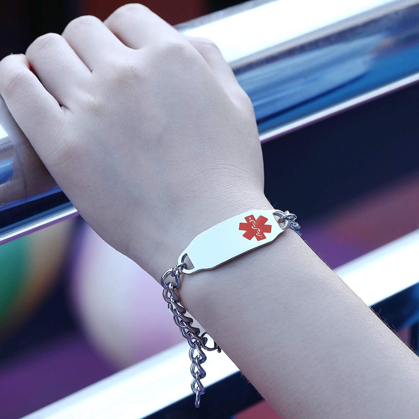 Personalized Customize Medical Alert ID Awareness Bracelet 5.5-8.5 inches ,Free Engraving - Samuels Jewelers