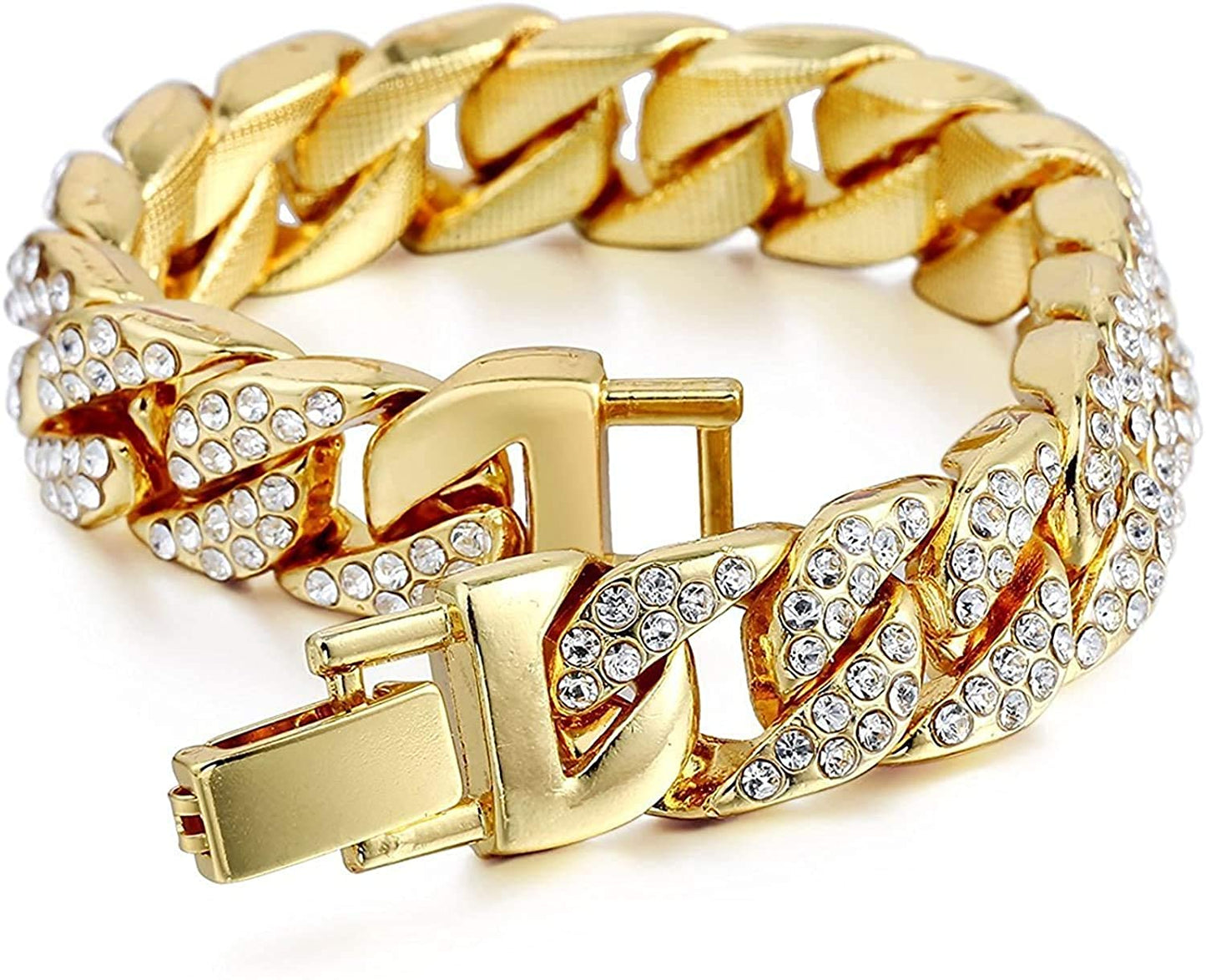 Bling-end Out Hip Hop Watch & Jewelry Set w/Cuban Chain Bracelet, Kite Bling Earrings & Ring - Samuels Jewelers