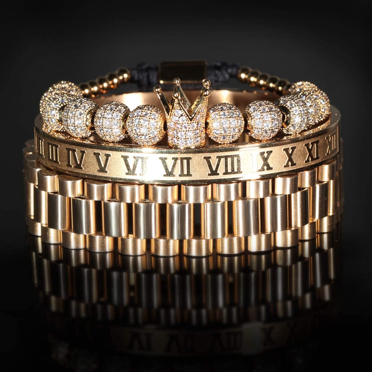 Imperial Crown King Gold Bracelets for Men Luxury Charm Fashion Cuff Bangle Jewelry - Samuels Jewelers