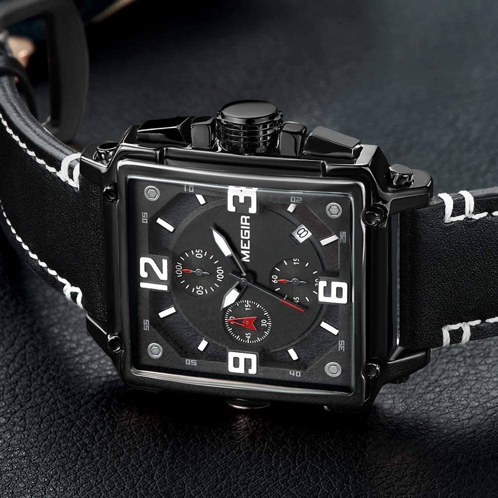 Men's Analogue Army Military Chronograph Luminous Quartz Watch Fashion Leather Strap - Samuels Jewelers