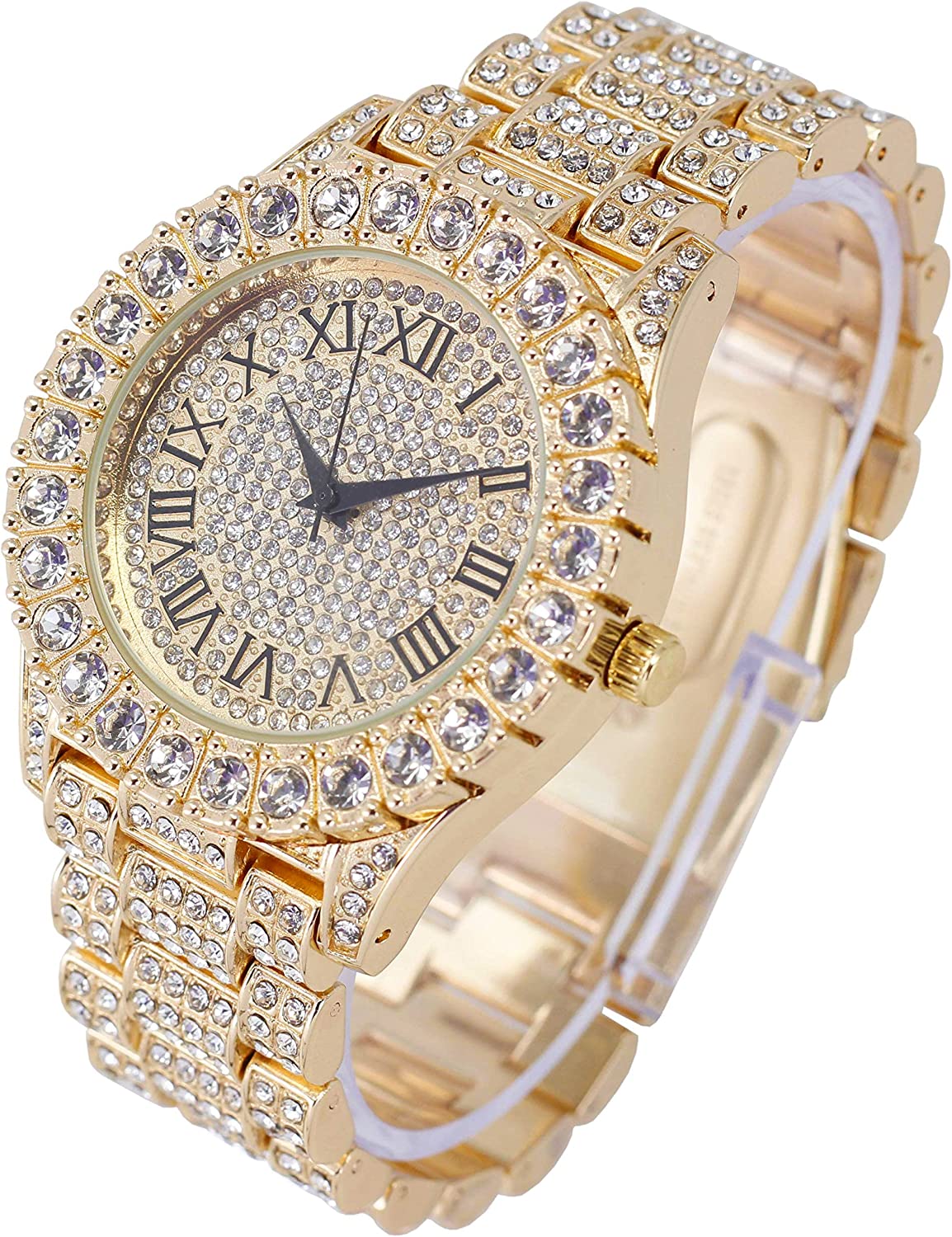 Bling-end Out Hip Hop Watch & Jewelry Set w/Cuban Chain Bracelet, Kite Bling Earrings & Ring - Samuels Jewelers