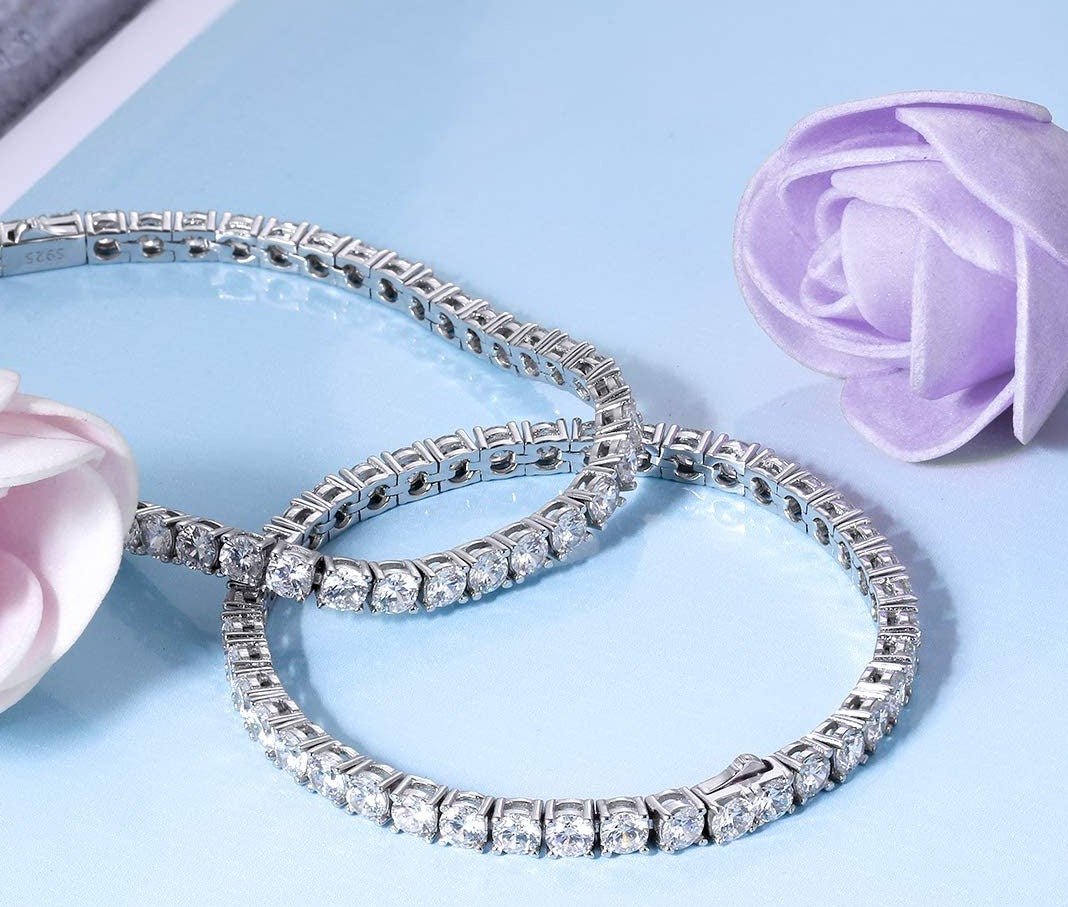 925 Sterling Silver Tennis Bracelet 14k Gold Iced Out Prong - Setting 5A Cubic Zirconia Stones - Samuels Jewelers