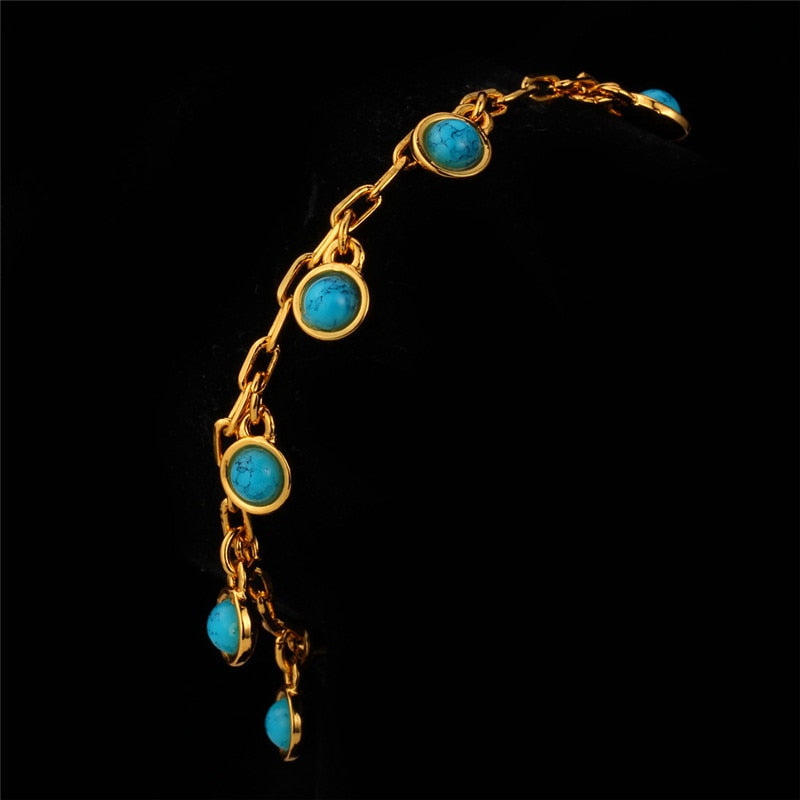 Natural Turkey Stone Gold Color Cute Beautiful Bracelet - Samuels Jewelers