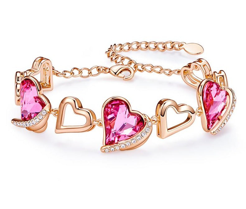 Gold Bracelets Embellished Crystals Swarovski Heart Angel Wing Jewelry Chain Bracelet - Samuels Jewelers