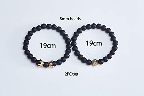 Charm Beads Bracelet Set Luxury Matte Onyx Natural Stone - Samuels Jewelers