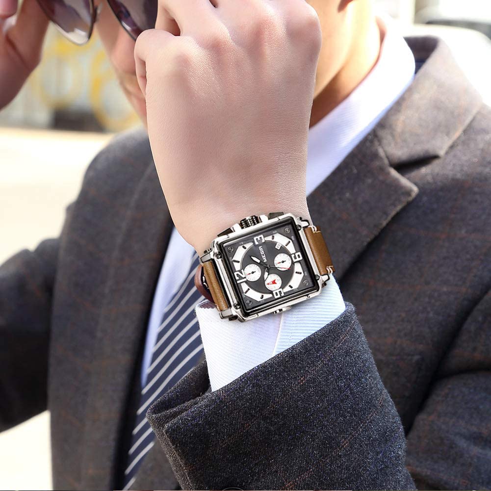Men's Analogue Army Military Chronograph Luminous Quartz Watch Fashion Leather Strap - Samuels Jewelers