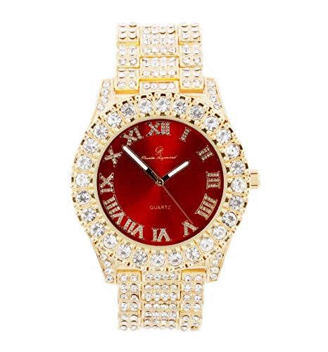 Fully Iced Hip Hop Big Rocks Bezel Color Dial Cuban Chain Bracelet, Cuban Necklace, Tennis Chain & Ring - Samuels Jewelers