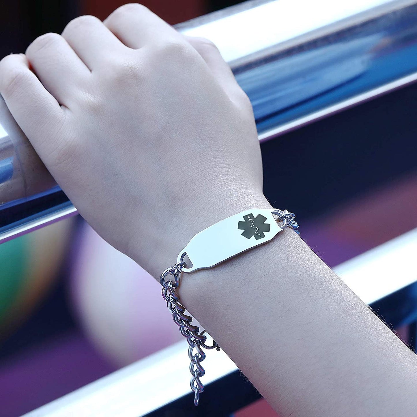 Personalized Customize Medical Alert ID Awareness Bracelet 5.5-8.5 inches ,Free Engraving - Samuels Jewelers