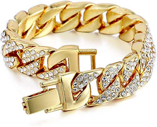 Fully Iced Hip Hop Big Rocks Bezel Color Dial Cuban Chain Bracelet, Cuban Necklace, Tennis Chain & Ring - Samuels Jewelers