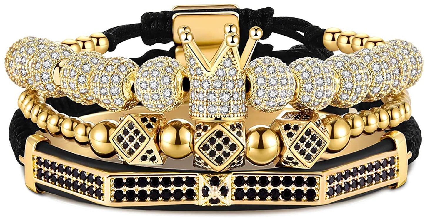 Imperial Crown King Gold Bracelets for Men Luxury Charm Fashion Cuff Bangle Jewelry - Samuels Jewelers