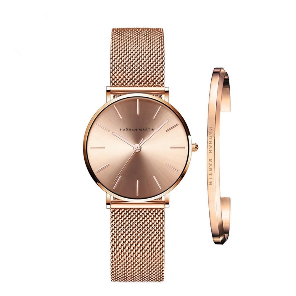 Women Watch with Bracelet Japan Quartz Movement Simple Waterproof Rose Gold Mesh - Samuels Jewelers