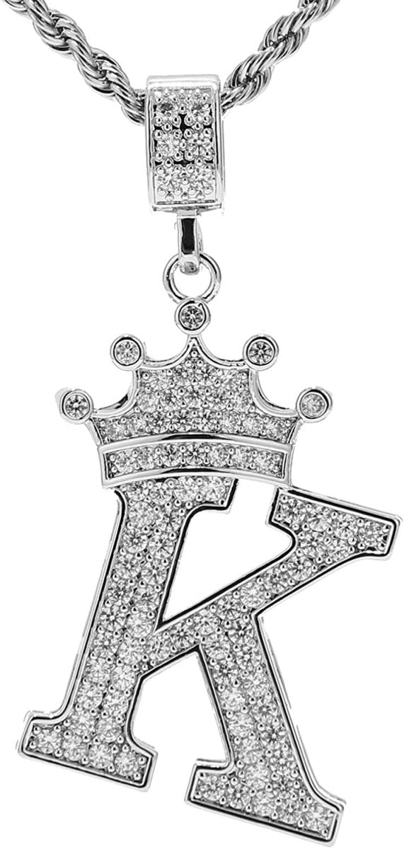 A-Z Letters Crown Necklace Pendant - 18K Gold Plated - Samuels Jewelers