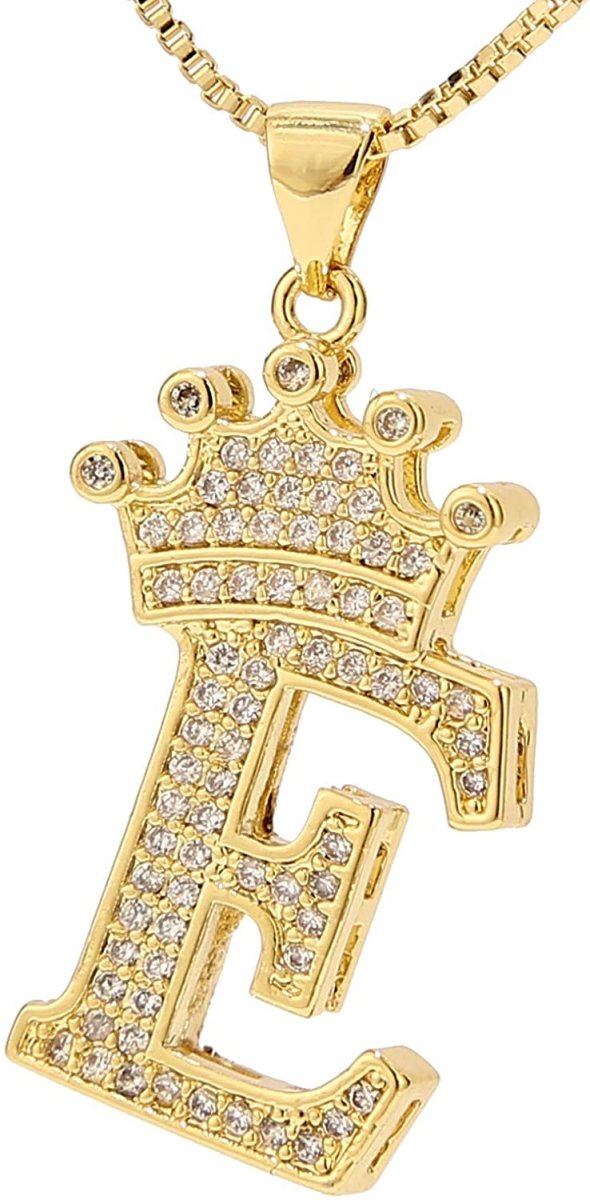 A-Z Letters Crown Necklace Pendant - 18K Gold Plated - Samuels Jewelers