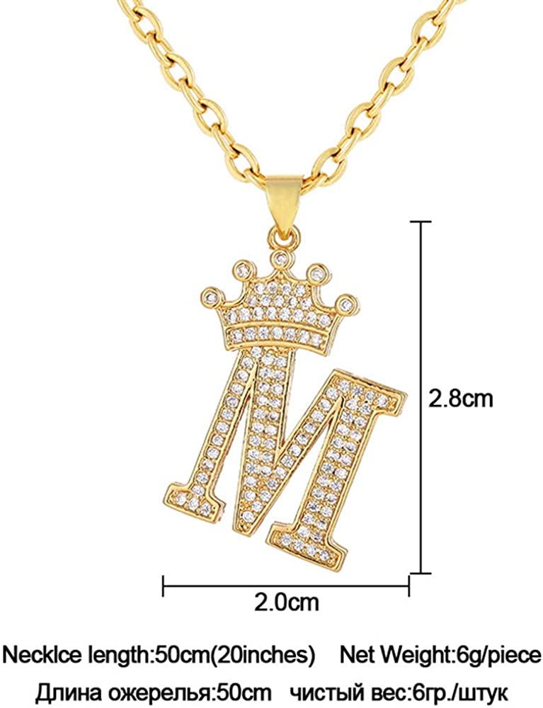 A-Z Letters Crown Necklace Pendant - 18K Gold Plated - Samuels Jewelers