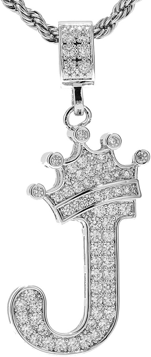 A-Z Letters Crown Necklace Pendant - 18K Gold Plated - Samuels Jewelers