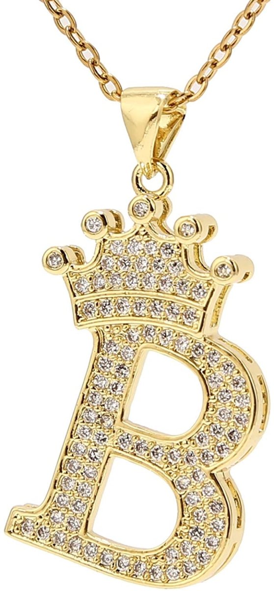 A-Z Letters Crown Necklace Pendant - 18K Gold Plated - Samuels Jewelers