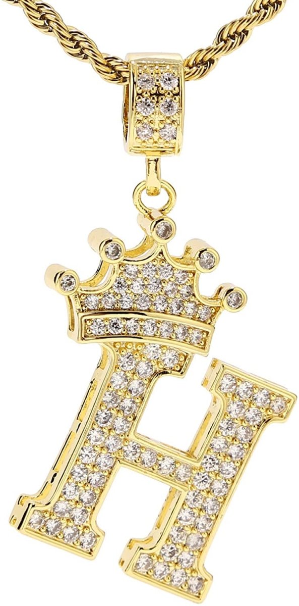 A-Z Letters Crown Necklace Pendant - 18K Gold Plated - Samuels Jewelers