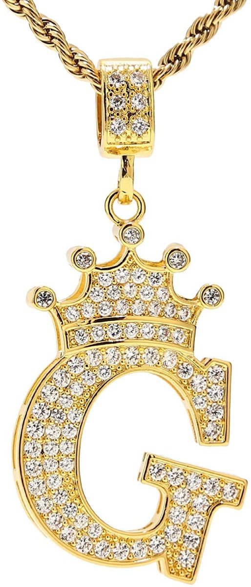 A-Z Letters Crown Necklace Pendant - 18K Gold Plated - Samuels Jewelers
