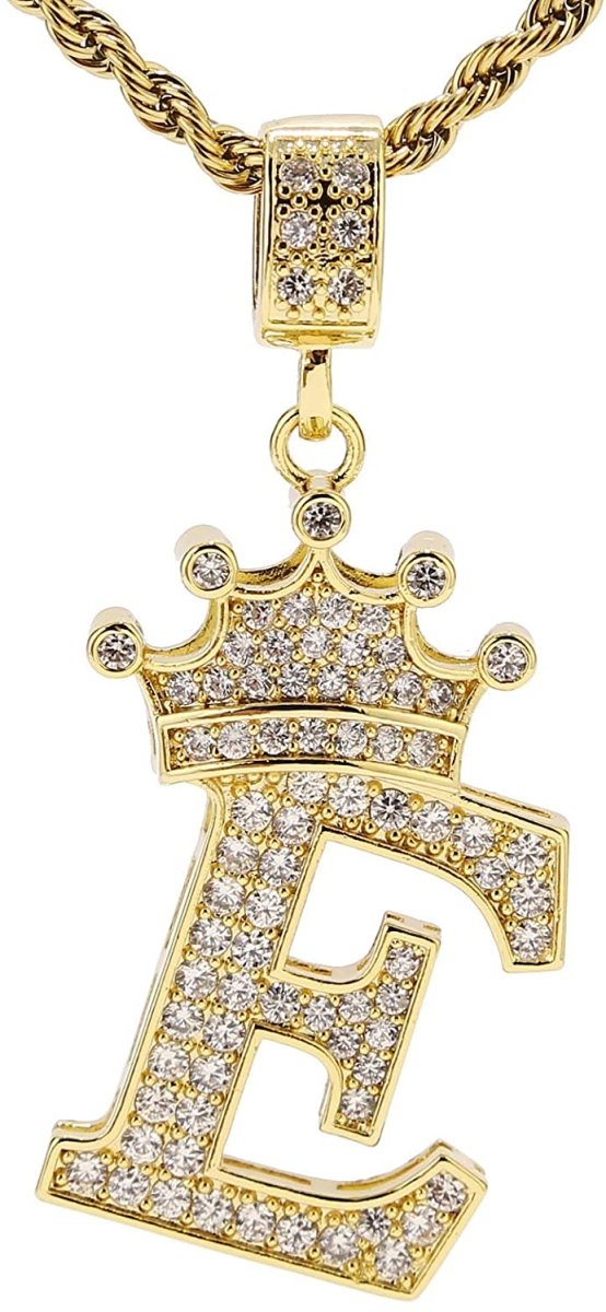 A-Z Letters Crown Necklace Pendant - 18K Gold Plated - Samuels Jewelers