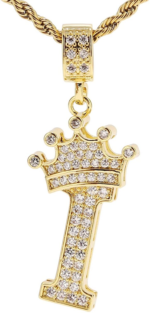 A-Z Letters Crown Necklace Pendant - 18K Gold Plated - Samuels Jewelers
