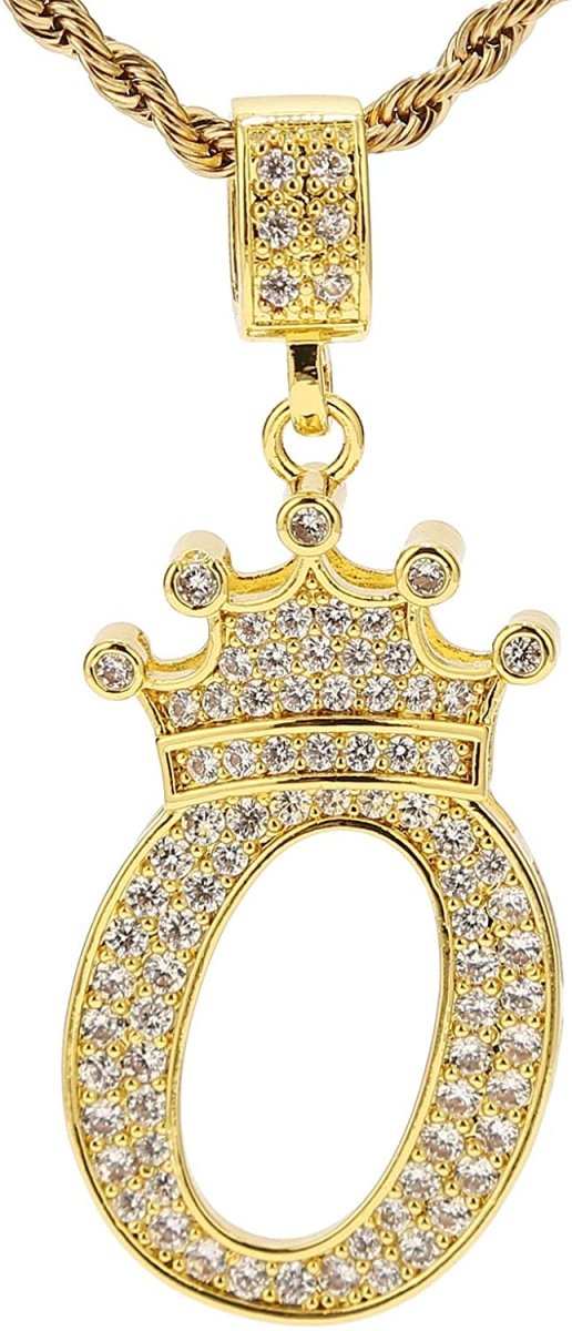 A-Z Letters Crown Necklace Pendant - 18K Gold Plated - Samuels Jewelers