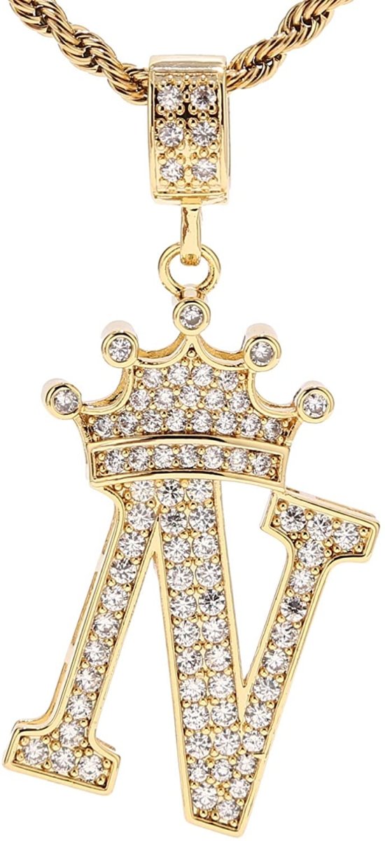 A-Z Letters Crown Necklace Pendant - 18K Gold Plated - Samuels Jewelers