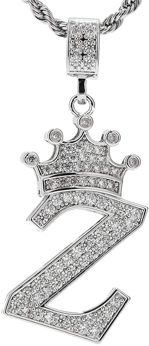 A-Z Letters Crown Necklace Pendant - 18K Gold Plated - Samuels Jewelers