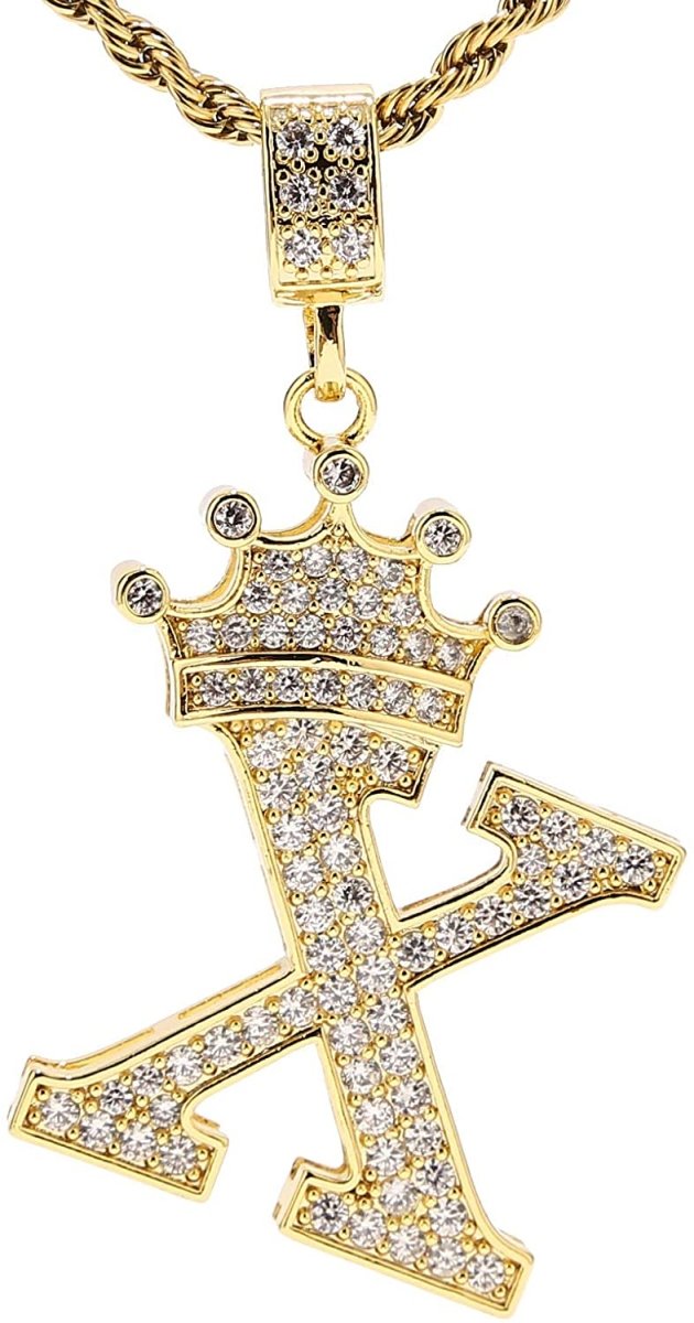 A-Z Letters Crown Necklace Pendant - 18K Gold Plated - Samuels Jewelers