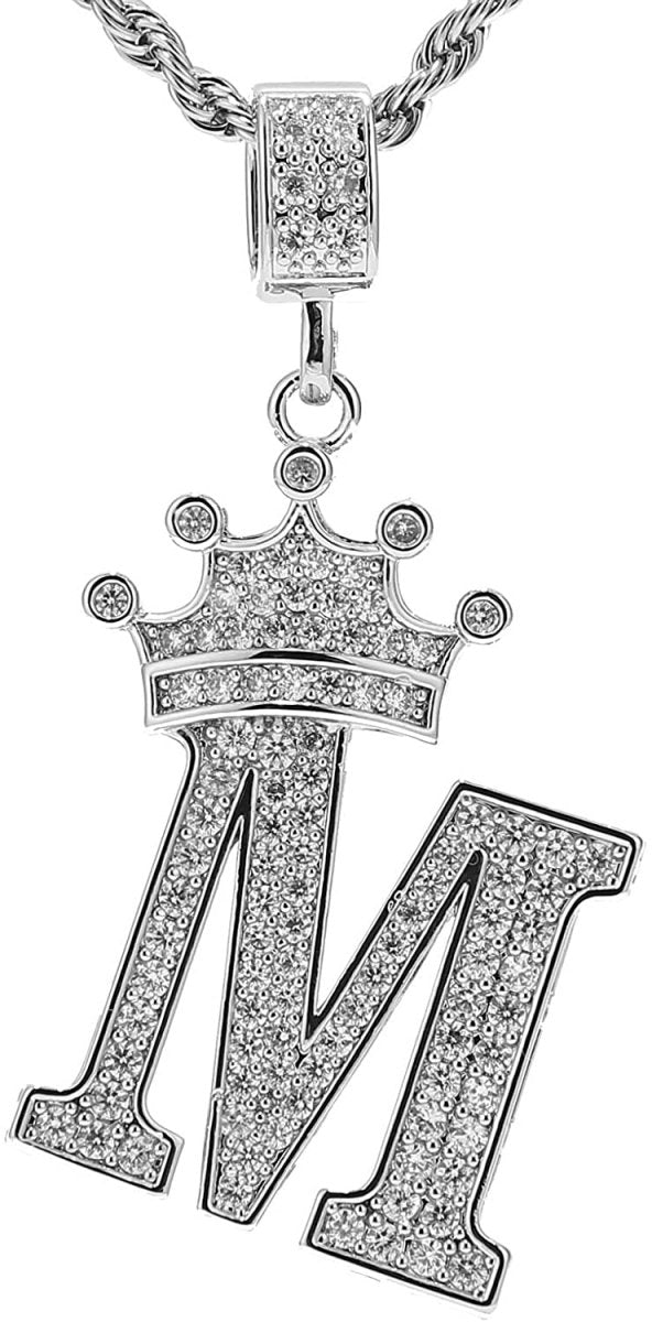 A-Z Letters Crown Necklace Pendant - 18K Gold Plated - Samuels Jewelers