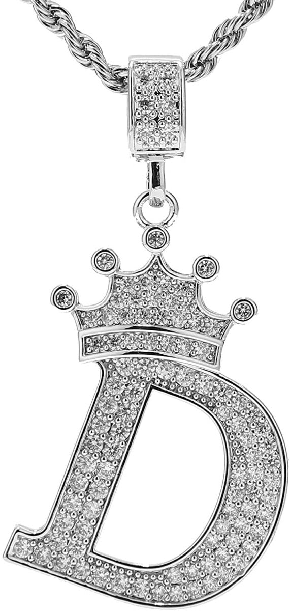 A-Z Letters Crown Necklace Pendant - 18K Gold Plated - Samuels Jewelers