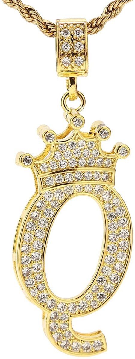 A-Z Letters Crown Necklace Pendant - 18K Gold Plated - Samuels Jewelers