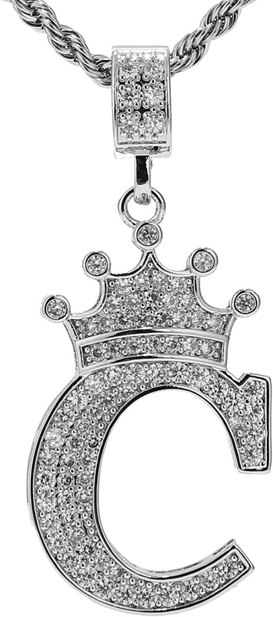 A-Z Letters Crown Necklace Pendant - 18K Gold Plated - Samuels Jewelers