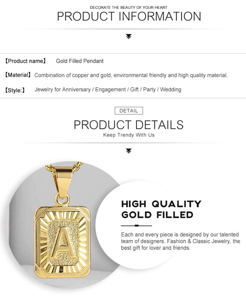 Initial Letter Pendant Charm Gold Necklace Cuban Link Chain - Samuels Jewelers