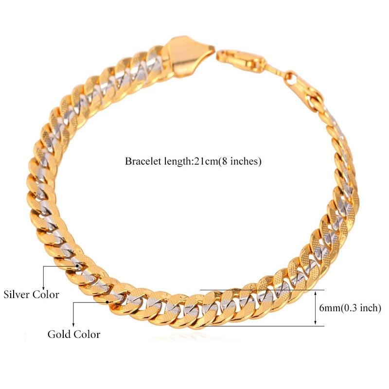 Two Gold Tone Jewelry Cuban Link Curb Chain Bracelet - Samuels Jewelers