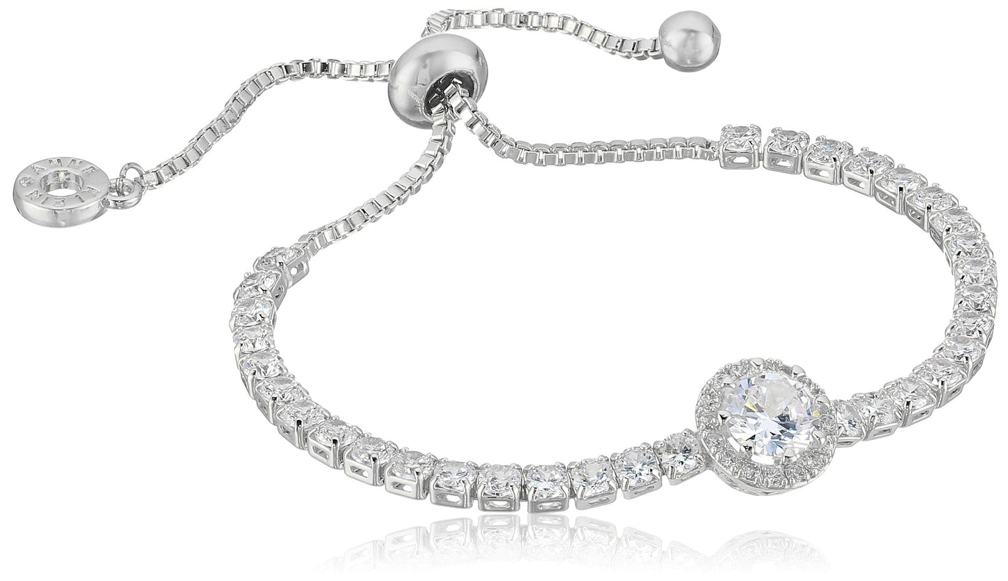 Classics Silver-Tone Pave Center Stone Slider Bracelet, One Size - Samuels Jewelers
