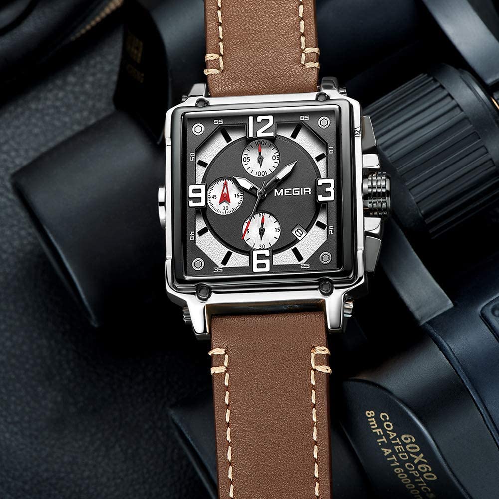Men's Analogue Army Military Chronograph Luminous Quartz Watch Fashion Leather Strap - Samuels Jewelers