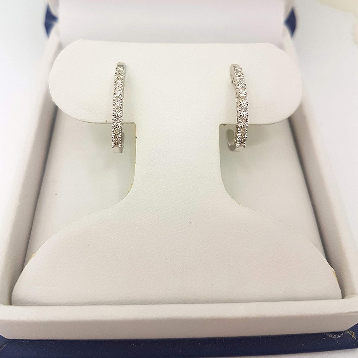 0.15 Carat (ctw) Round White Diamonds Ladies J Shaped Hoop Earrings, 10K/14K/18K Gold & 925 Sterling Silver - Samuels Jewelers