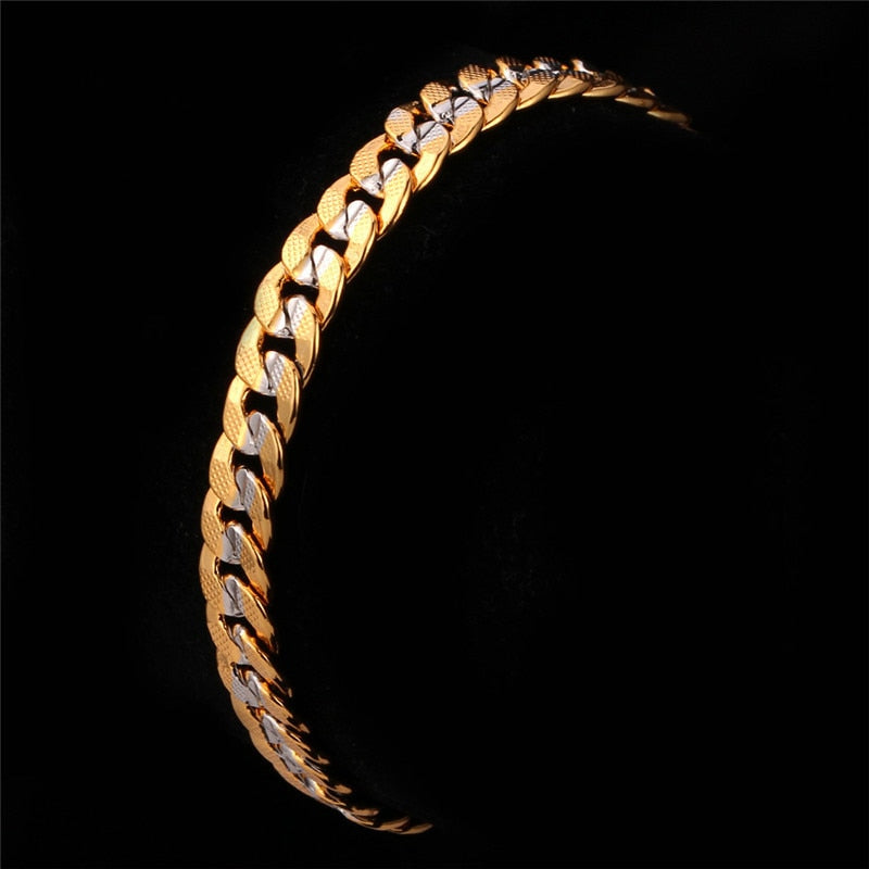 Two Gold Tone Jewelry Cuban Link Curb Chain Bracelet - Samuels Jewelers
