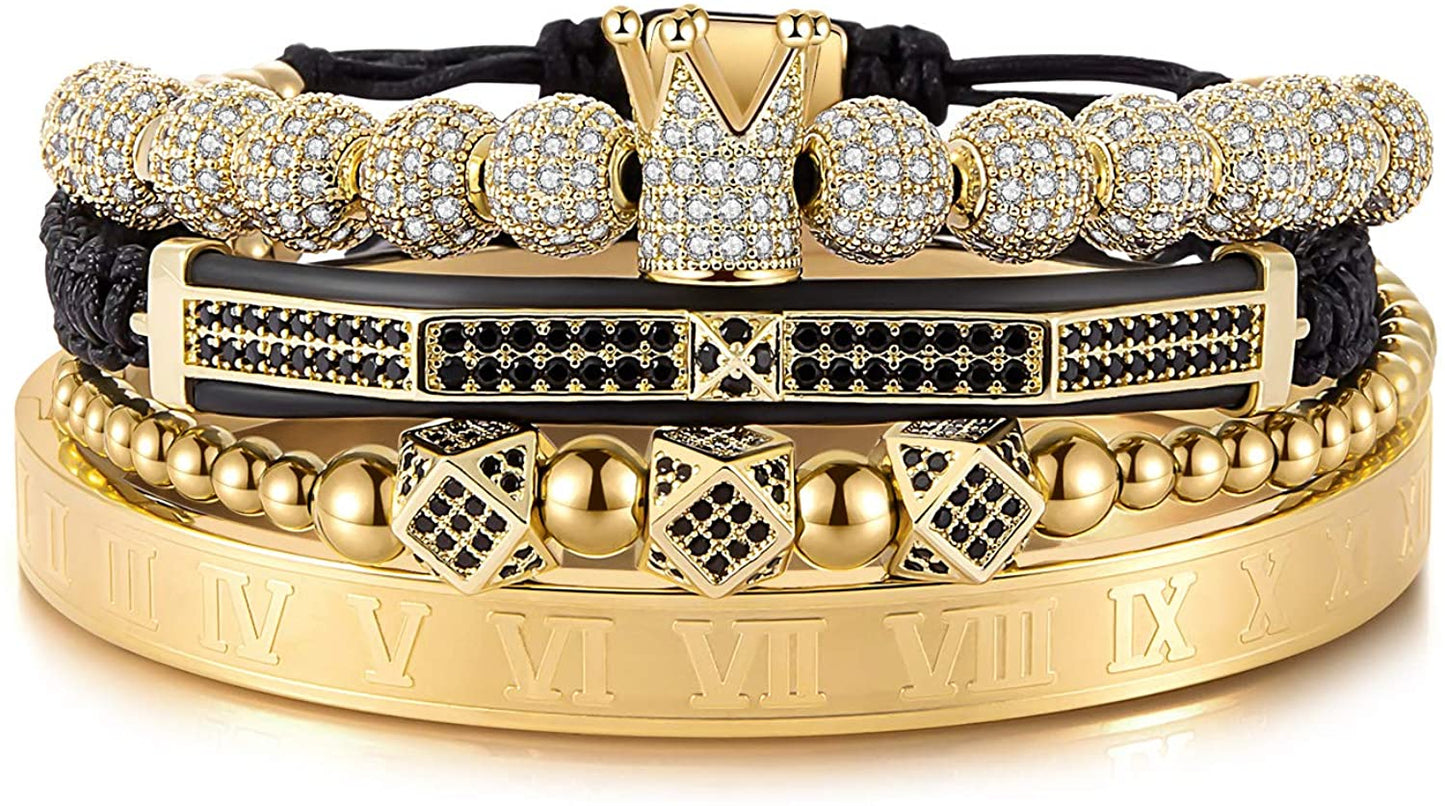 Imperial Crown King Gold Bracelets for Men Luxury Charm Fashion Cuff Bangle Jewelry - Samuels Jewelers