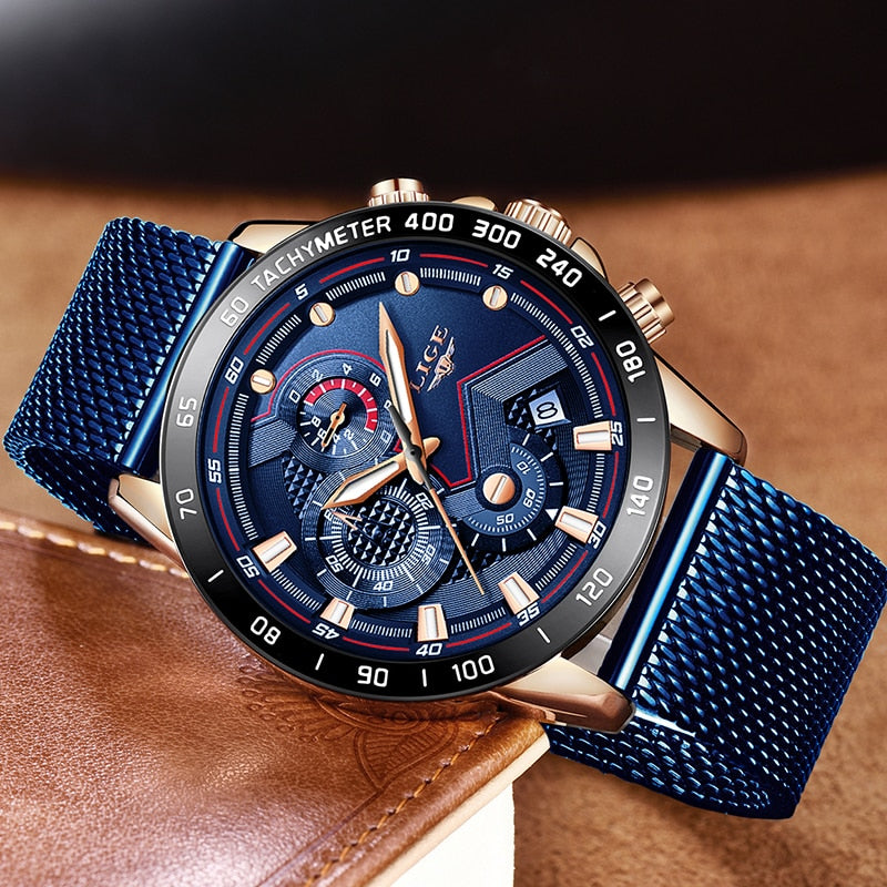 Casual Mesh Belt Quartz Gold Watch Men Luxury Waterproof - Samuels Jewelers