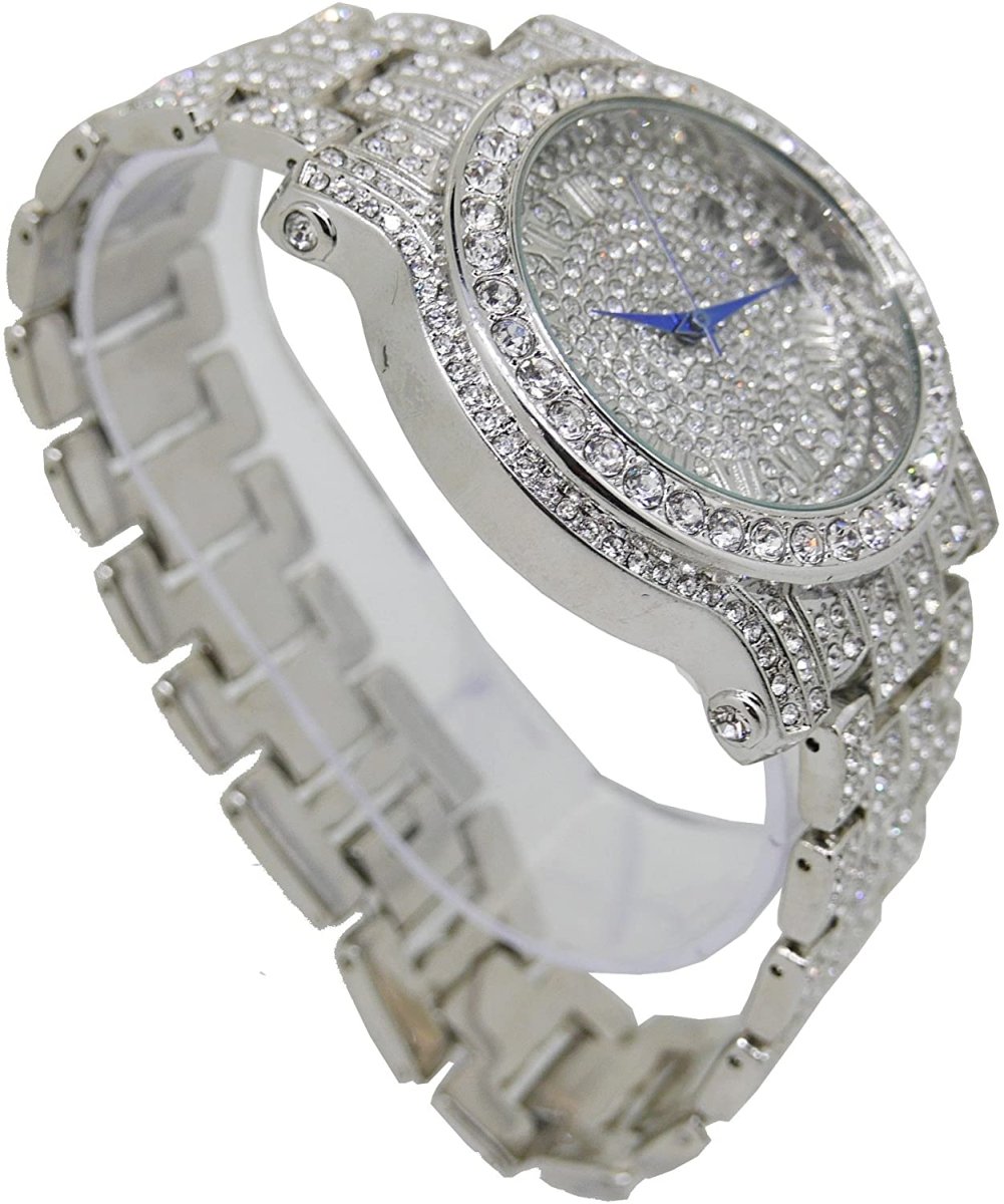 Bling - ed Out Round Luxury Watch Bracelet Cuban Set - Samuels Jewelers