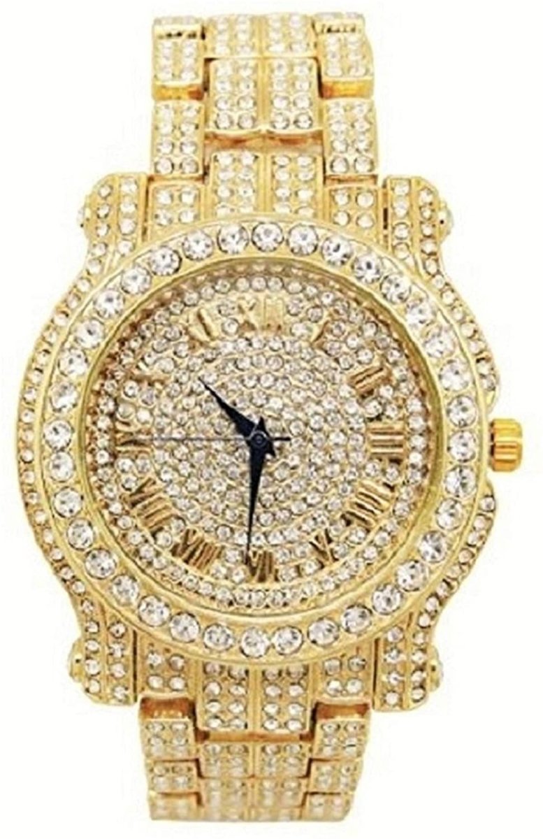 Bling - ed Out Round Luxury Watch Bracelet Cuban Set - Samuels Jewelers