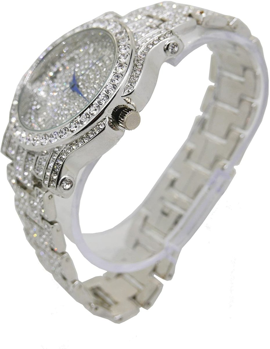 Bling - ed Out Round Luxury Watch Bracelet Cuban Set - Samuels Jewelers