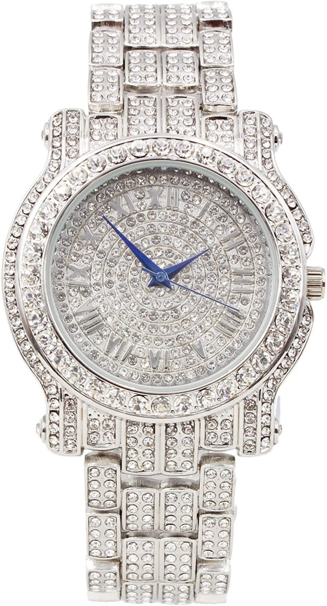 Bling - ed Out Round Luxury Watch Bracelet Cuban Set - Samuels Jewelers