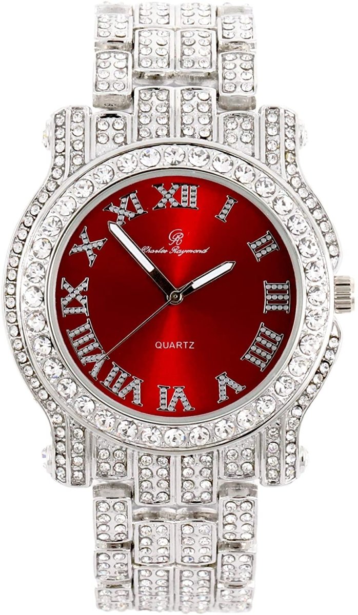 Bling - ed Out Silver Round Luxury Watch Bling - ed Out Cuban Bracelet - Samuels Jewelers