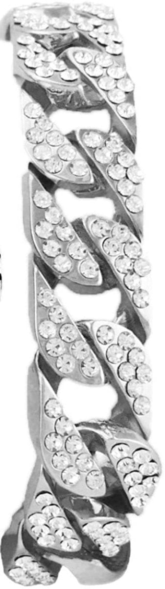 Bling - ed Out Silver Round Luxury Watch Bling - ed Out Cuban Bracelet - Samuels Jewelers