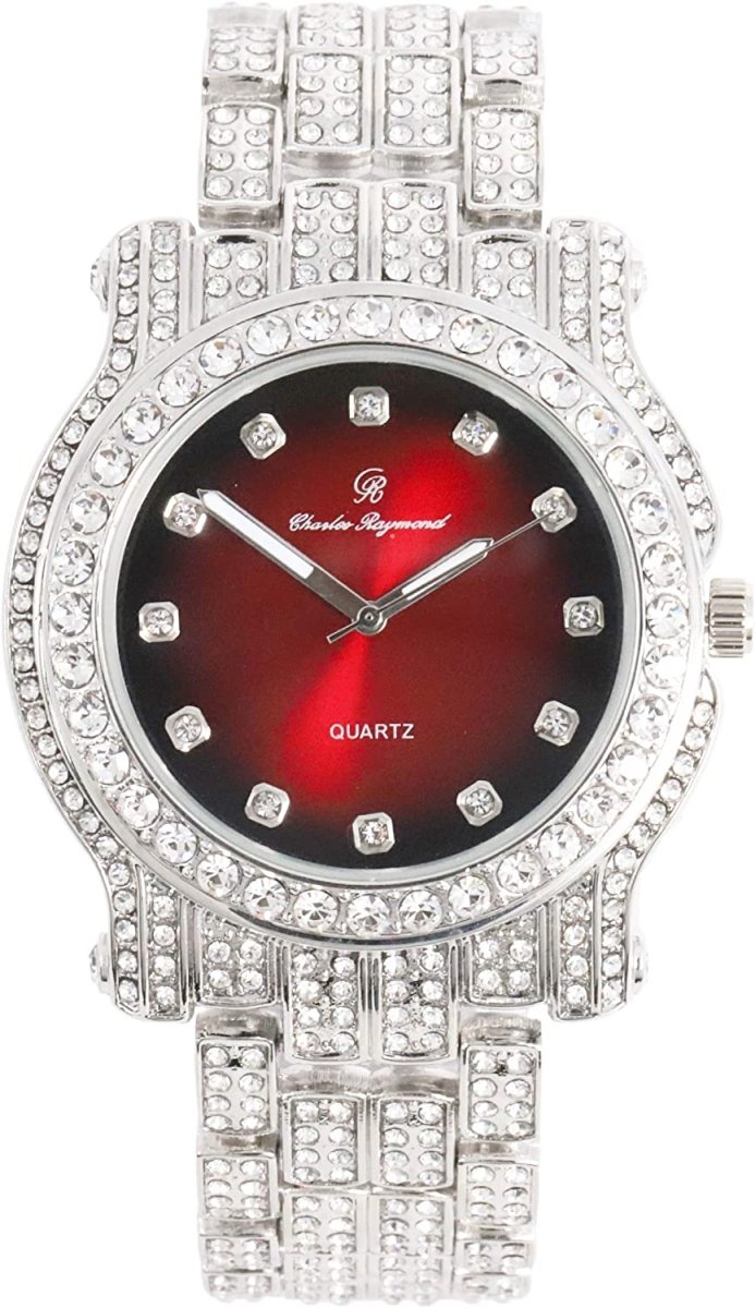 Bling - ed Out Silver Round Luxury Watch Bling - ed Out Cuban Bracelet - Samuels Jewelers