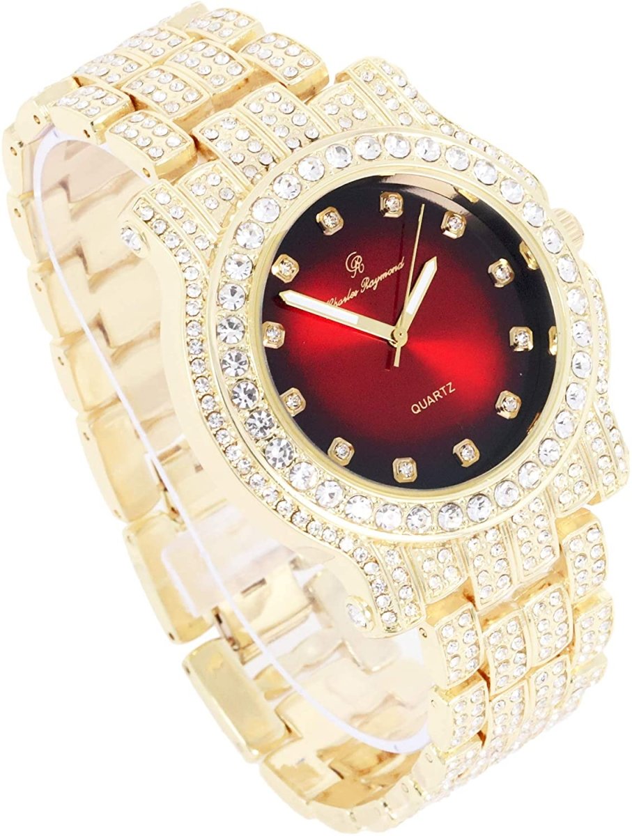 Bling - ed Out Silver Round Luxury Watch Bling - ed Out Cuban Bracelet - Samuels Jewelers