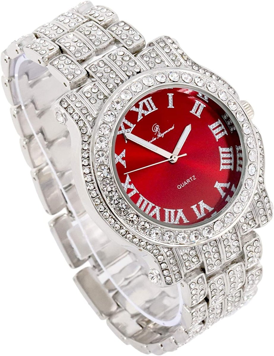 Bling - ed Out Silver Round Luxury Watch Bling - ed Out Cuban Bracelet - Samuels Jewelers