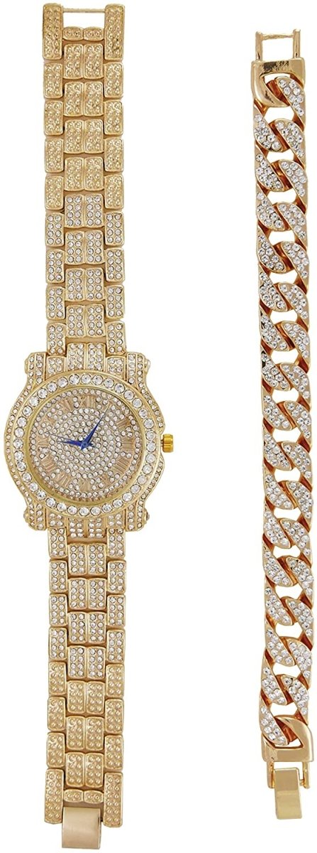 Bling - ed Out Silver Round Luxury Watch Bling - ed Out Cuban Bracelet - Samuels Jewelers